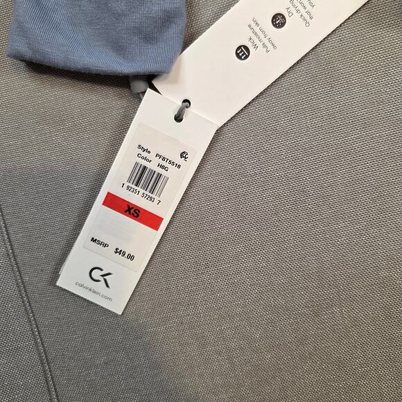 Calvin Klein Performance Long Sleeve Drawstring Top Blue XS NWT - Picture 4 of 16